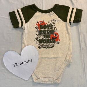 Garanimals - 12M Grey and Green short sleeve One Piece Onesie top